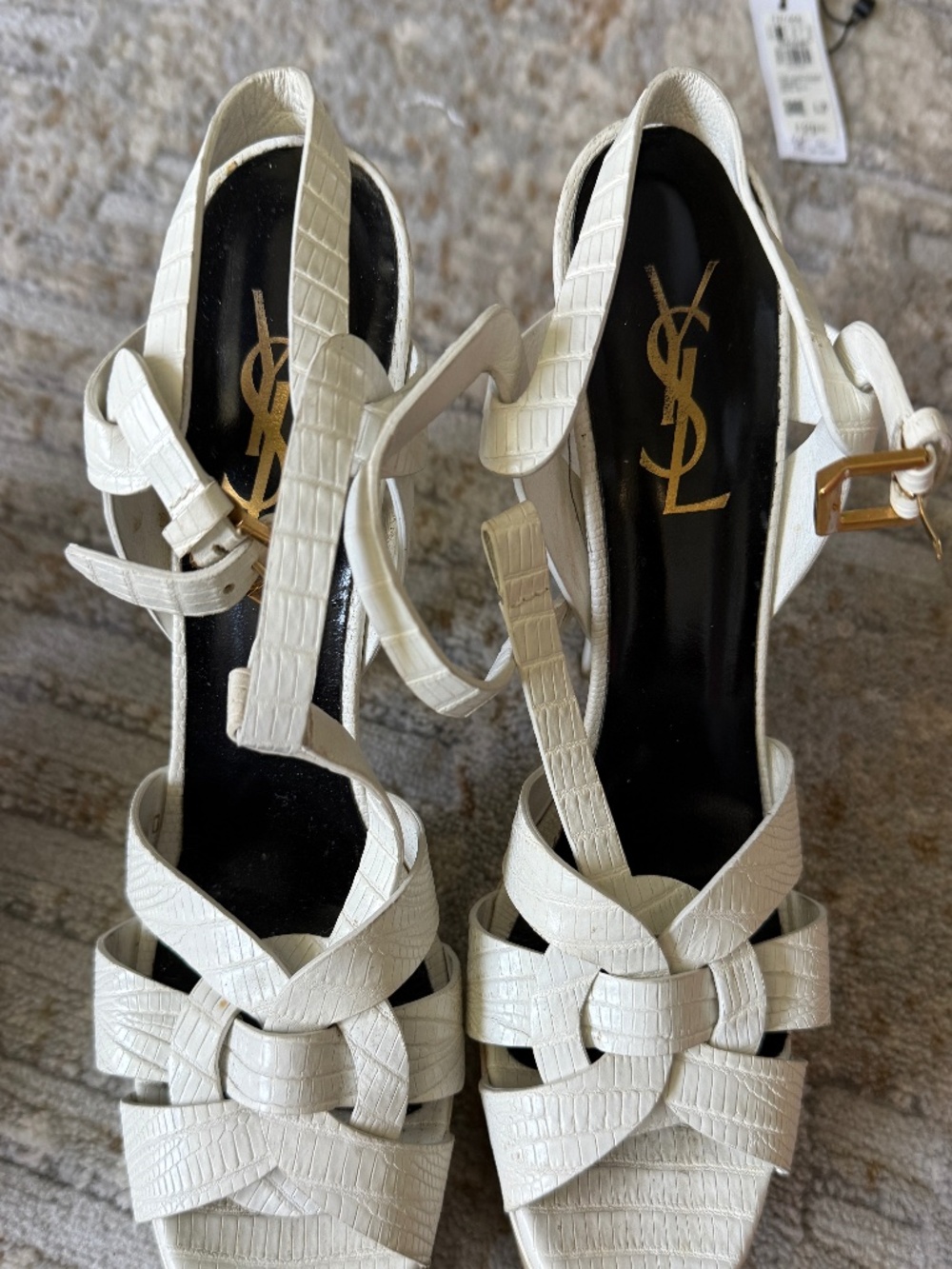 YSL white heels